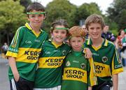 21 August 2011; Ciaran, Cliona, Tiernan and Oran Pierse, from Listowel, Co. Kerry, at the at the GAA Football All-Ireland Football Championship Semi-Finals. Croke Park, Dublin. Picture credit: Matt Browne / SPORTSFILE