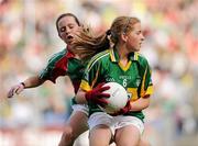 21 August 2011; Aimee Oates, Kerry, in action against Eileen Flannery, Mayo. Go Games Exhibition - Sunday 21st August 2011, Croke Park, Dublin. Picture credit: Matt Browne / SPORTSFILE