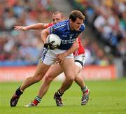 21 August 2011; Eoin Brosnan, Kerry, in action against Trevor Mortimer, Mayo. GAA Football All-Ireland Senior Championship Semi-Final, Mayo v Kerry, Croke Park, Dublin. Picture credit: Ray McManus / SPORTSFILE