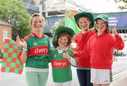 21 August 2011; Mayo sisters Ciara, 14 years, Clodagh, 7 years, Emma, 12 years, and Aoife, 10 years, from Kiltimagh, on their way to the GAA Football All-Ireland Football Championship Semi-Finals. Croke Park, Dublin. Picture credit: Ray McManus / SPORTSFILE