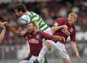 21 August 2011; Craig Sives, Shamrock Rovers, in action against Eric Browne and Paul Sinnott, right, Galway United. Airtricity League Premier Division, Galway United v Shamrock Rovers, Terryland Park, Galway. Photo by Sportsfile
