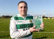 12 March 2017; John Lester of Sheriff YC FC with his man of the match award after the FAI Junior Cup Quarter Final match between Peake Villa FC and Sheriff YC FC at Tower Grounds in Thurles, Tipperary. The FAI Junior Cup Final will take place at Aviva Stadium on the 13th May 2016 - #RoadToAviva. Photo by Eóin Noonan/Sportsfile