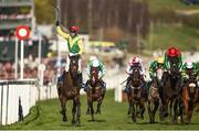 15 March 2017; Robbie Power, left, celebrates as he passes the finishing post to win the Coral Cup Handicap Hurdle on Supasundae during the Cheltenham Racing Festival at Prestbury Park in Cheltenham, England. Photo by Seb Daly/Sportsfile