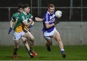 15 March 2017; Colm Murphy of Laois in action against Jordan Hayes of Offaly during the EirGrid Leinster GAA Football U21 Championship Semi-Final match between Offaly and Laois at Netwatch Cullen Park in Carlow. Photo by Matt Browne/Sportsfile