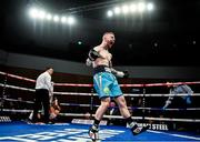 10 March 2017; Lewis Crocker celebrates defeating Ferenc Jarko during their welterweight bout in the Waterfront Hall in Belfast. Photo by Ramsey Cardy/Sportsfile