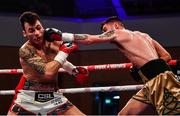 10 March 2017; Jake Hanney, left, in action against Tyrone McKenna during their BUI Celtic super-lightweight title bout in the Waterfront Hall in Belfast. Photo by Ramsey Cardy/Sportsfile