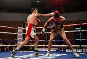10 March 2017; Jake Hanney, left, in action against Tyrone McKenna during their BUI Celtic super-lightweight title bout in the Waterfront Hall in Belfast. Photo by Ramsey Cardy/Sportsfile