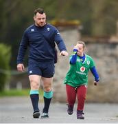 16 March 2017; Ireland supporter Jennifer Malone, from Clane, Co Kildare, meets Cian Healy during Ireland rugby squad training at Carton House in Maynooth, Co Kildare. Photo by Stephen McCarthy/Sportsfile