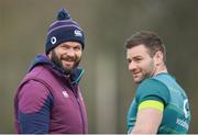 16 March 2017; Ireland defence coach Andy Farrell, left, and Fergus McFadden during Ireland rugby squad training at Carton House in Maynooth, Co Kildare. Photo by Stephen McCarthy/Sportsfile