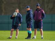 16 March 2017; Ireland head coach Joe Schmidt, centre, with Ireland kicking coach Richie Murphy, left, and Ireland defence coach Andy Farrell during Ireland rugby squad training at Carton House in Maynooth, Co Kildare. Photo by Stephen McCarthy/Sportsfile