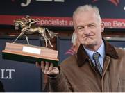 16 March 2017; Trainer Willie Mullins celebrates with the trophy after he sent out Yorkhill the JLT Novices' Steeple Chase during the Cheltenham Racing Festival at Prestbury Park in Cheltenham, England. Photo by Seb Daly/Sportsfile