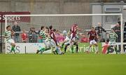 21 August 2011; Eric Browne, no. 6, Galway United, scores his side's second goal. Airtricity League Premier Division, Galway United v Shamrock Rovers, Terryland Park, Galway. Photo by Sportsfile