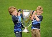 19 August 2011; Leinster Supporters Scott Heron, left, and Stephen Middleton, from Swords, Co. Dublin, with the Heineken Cup at the Leinster v Melbourne Rebels Bank of Ireland Series game. Donnybrook Stadium, Donnybrook, Dublin. Picture credit: Stephen McCarthy / SPORTSFILE