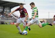21 August 2011; Karl Moore, Shamrock Rovers, in action against Evan Kelly, Galway United. Airtricity League Premier Division, Galway United v Shamrock Rovers, Terryland Park, Galway. Photo by Sportsfile
