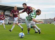 21 August 2011; Evan Kelly, Galway United, in action against Karl Sheppard, Shamrock Rovers. Airtricity League Premier Division, Galway United v Shamrock Rovers, Terryland Park, Galway. Photo by Sportsfile