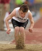 20 August 2011; Aaron Murtagh, from Sligo A.C., in action during the Men's Division 1 Triple Jump at the Woodie’s DIY National Track and Field League Final. Tullamore Harriers, Tullamore, Co. Offaly. Photo by Sportsfile