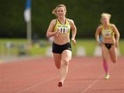 20 August 2011; Joan Healy, Bandon A.C., Co. Cork, on her way to winning finishing 2nd in the Women's Premier Division 200m at the Woodie’s DIY National Track and Field League Final. Tullamore Harriers, Tullamore, Co. Offaly. Photo by Sportsfile