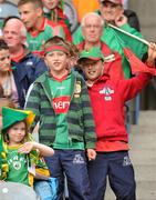 21 August 2011; Mayo supporters Shane, nine years, and Alan Glynn, from Brickens, Claremorris, at the GAA Football All-Ireland Football Championship Semi-Finals at Croke Park in Dublin. Photo by Ray McManus/Sportsfile