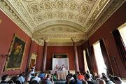 22 August 2011; Ireland head coach Declan Kidney, in the company of captain Brian O'Driscoll, speaking during the Ireland Rugby World Cup Team Announcement. Carton House, Maynooth, Co. Kildare. Picture credit: Brendan Moran / SPORTSFILE