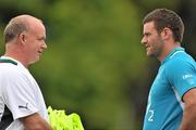 22 August 2011; Ireland head coach Declan Kidney, left, with Fergus McFadden during a squad training session ahead of their Rugby World Cup warm-up game against England on Saturday. Carton House, Maynooth, Co. Kildare. Picture credit: Brendan Moran / SPORTSFILE