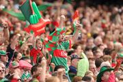 21 August 2011; Supporters, in the Cusack Stand, cheer on mayo. GAA Football All-Ireland Football Championship Semi-Finals. Croke Park, Dublin. Picture credit: Ray McManus / SPORTSFILE