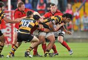 19 August 2011; Billy Vunipola, London Wasps, is tackled by Stephen Archer, Paddy Butler and Denis Hurley, Munster. Pre-season Friendly, Munster v London Wasps, Musgrave Park, Cork. Picture credit: Diarmuid Greene / SPORTSFILE