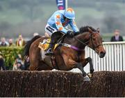 16 March 2017; Un De Sceaux, with Ruby Walsh up, jumps the last on their way to winning the Ryanair Steeple Chase during the Cheltenham Racing Festival at Prestbury Park in Cheltenham, England. Photo by Seb Daly/Sportsfile