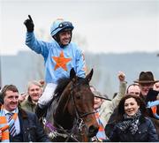 16 March 2017; Ruby Walsh celebrates as he enters the winners enclosure after winning the Ryanair Steeple Chase on Un De Sceaux during the Cheltenham Racing Festival at Prestbury Park in Cheltenham, England. Photo by Seb Daly/Sportsfile