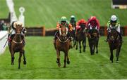 16 March 2017; Nichols Canyon, left, with Ruby Walsh up, crosses the line to win the Sun Bets Stayers' Hurdle ahead of Lil Rockerfeller, with Trevor Whelan up, who finished second during the Cheltenham Racing Festival at Prestbury Park in Cheltenham, England. Photo by Cody Glenn/Sportsfile