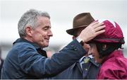 16 March 2017; Owner Michael O'Leary, left, and jockey Bryan Cooper following the Brown Advisory & Merriebelle Stable Plate Handicap Steeple Chase during the Cheltenham Racing Festival at Prestbury Park in Cheltenham, England. Photo by Seb Daly/Sportsfile