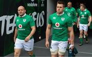 17 March 2017; Ireland captain Rory Best, left, and CJ Stander walk out prior to their captain's run at Aviva Stadium in Lansdowne Road, Dublin. Photo by Brendan Moran/Sportsfile