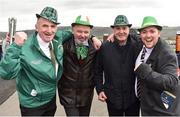 17 March 2017; Racegoers, from left, Tom McCormick, from Mullingar, Co Westmeath, Tom Moran, from Mullingar, Co Westmeath, Joe Carey, from Athlone, Co Westmeath, and Garry O'Connor, from Mullingar, Co Westmeath, prior to the races during the Cheltenham Racing Festival at Prestbury Park in Cheltenham, England. Photo by Cody Glenn/Sportsfile