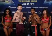 17 March 2017; Andy Lee, left, faces off with KeAndrae Leatherwood ahead of their middleweight bout at The Theater in Madison Square Garden in New York, USA. Photo by Ramsey Cardy/Sportsfile