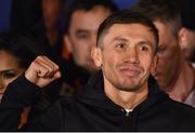 17 March 2017; Gennady Golovkin after weighing in for his middleweight title bout against Daniel Jacobs at The Theater in Madison Square Garden, New York, USA. Photo by Ramsey Cardy/Sportsfile
