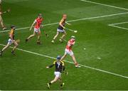 17 March 2017; Jake Malone shoots to score the second Cuala goal in the 54th minute during the AIB GAA Hurling All-Ireland Senior Club Championship Final match between Ballyea and Cuala at Croke Park in Dublin. Photo by Ray McManus/Sportsfile