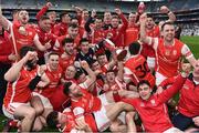 17 March 2017; The Cuala squad celebrate with the Tommy Moore Cup after AIB GAA Hurling All-Ireland Senior Club Championship Final match between Ballyea and Cuala at Croke Park in Dublin. Photo by Brendan Moran/Sportsfile