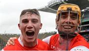 17 March 2017; Jake Malone, left, and Paul Schutte of Cuala celebrate after the AIB GAA Hurling All-Ireland Senior Club Championship Final match between Ballyea and Cuala at Croke Park in Dublin. Photo by Piaras Ó Mídheach/Sportsfile