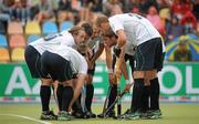 22 August 2011; Ireland players gather together in a huddle during the game. GANT EuroHockey Nations Men's Championships 2011, Group B, Ireland v France. Warsteiner HockeyPark, Mönchengladbach, Germany. Picture credit: Diarmuid Greene / SPORTSFILE