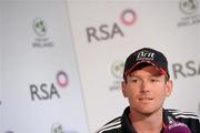 24 August 2011; England captain Eoin Morgan during a press conference ahead of their RSA Challenge ODI against Ireland on Thursday. England Cricket Press Conference, Clontarf Cricket Club, Clontarf, Dublin. Picture credit: Pat Murphy / SPORTSFILE