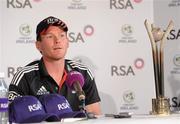 24 August 2011; England captain Eoin Morgan during a press conference ahead of their RSA Challenge ODI against Ireland on Thursday. England Cricket Press Conference, Clontarf Cricket Club, Clontarf, Dublin. Picture credit: Pat Murphy / SPORTSFILE