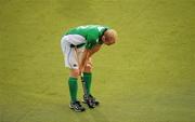 24 August 2011; Eugene Magee, Ireland, shows his disappointment at the final whistle after defeat to Netherlands. GANT EuroHockey Nations Men's Championships 2011, Ireland v Netherlands, Warsteiner HockeyPark, Mönchengladbach, Germany. Picture credit: Diarmuid Greene / SPORTSFILE