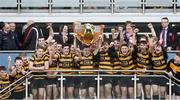 17 March 2017; RBAI captain Michael Lowry lifts the cup after the Danske Bank Ulster Schools' Senior Cup Final match between RBAI and Methody at Kingspan Stadium in Belfast. Photo by John Dickson/Sportsfile