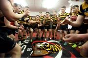 17 March 2017; The RBAI players celebrate in the dressing room after the Danske Bank Ulster Schools' Senior Cup Final match between RBAI and Methody at Kingspan Stadium in Belfast. Photo by John Dickson/Sportsfile