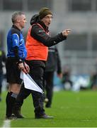 17 March 2017; Slaughtneil manager Mickey Moran remonstrates with referee Maurice Deegan after Pádraig Cassidy of Slaughtneil was shown a straight red card after an incident with Kieran O'Leary of Dr. Crokes late in the first half during the AIB GAA Football All-Ireland Senior Club Championship Final match between Dr. Crokes and Slaughtneil at Croke Park in Dublin. Photo by Piaras Ó Mídheach/Sportsfile