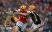 17 March 2017; Paul Schutte of Cuala in action against Gary Brennan of Ballyea during the AIB GAA Hurling All-Ireland Senior Club Championship Final match between Ballyea and Cuala at Croke Park in Dublin. Photo by Daire Brennan/Sportsfile