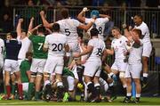 17 March 2017; England players celebrate at the final whiste during the RBS U20 Six Nations Rugby Championship match between Ireland and England at Donnybrook Stadium in Donnybrook, Dublin. Photo by Eóin Noonan/Sportsfile