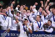 17 March 2017; England captain Zach Mercer lifts the cup as his team-mates celebrate after the RBS U20 Six Nations Rugby Championship match between Ireland and England at Donnybrook Stadium in Donnybrook, Dublin. Photo by Matt Browne/Sportsfile