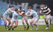 17 March 2017; David Hawkshaw of Belvedere College is tackled by Blackrock College players Peter O'Reilly, left, and James Moriarty during the Bank of Ireland Leinster Schools Senior Cup Final match between Belvedere College and Blackrock College at RDS Arena in Dublin. Photo by Stephen McCarthy/Sportsfile