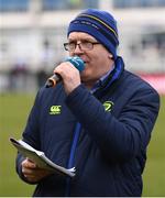 17 March 2017; RDS Arena announcer Bob Conway during the Bank of Ireland Leinster Schools Senior Cup Final match between Belvedere College and Blackrock College at RDS Arena in Dublin. Photo by Stephen McCarthy/Sportsfile