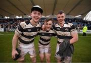 17 March 2017; Ruadhan Byron, left, Max Kearney and Conor Doran, right, of Belvedere College following the Bank of Ireland Leinster Schools Senior Cup Final match between Belvedere College and Blackrock College at RDS Arena in Dublin. Photo by Stephen McCarthy/Sportsfile